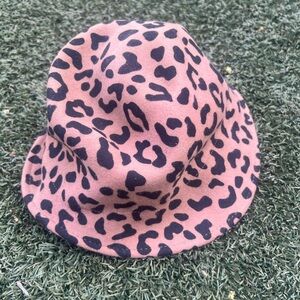 Chico's Tan and Black Patterned Hat animal print